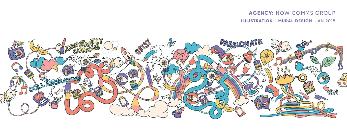Illustrated company values mural — project image 1 of 6