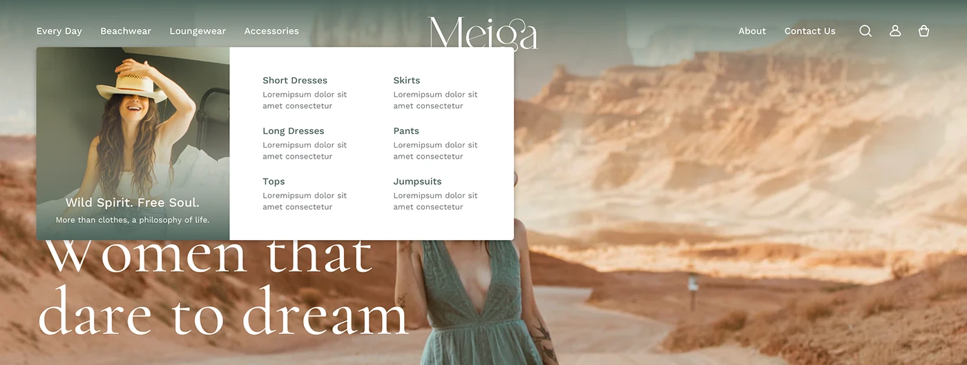 Meiga fashion branding and eCommerce design — project image 4 of 8