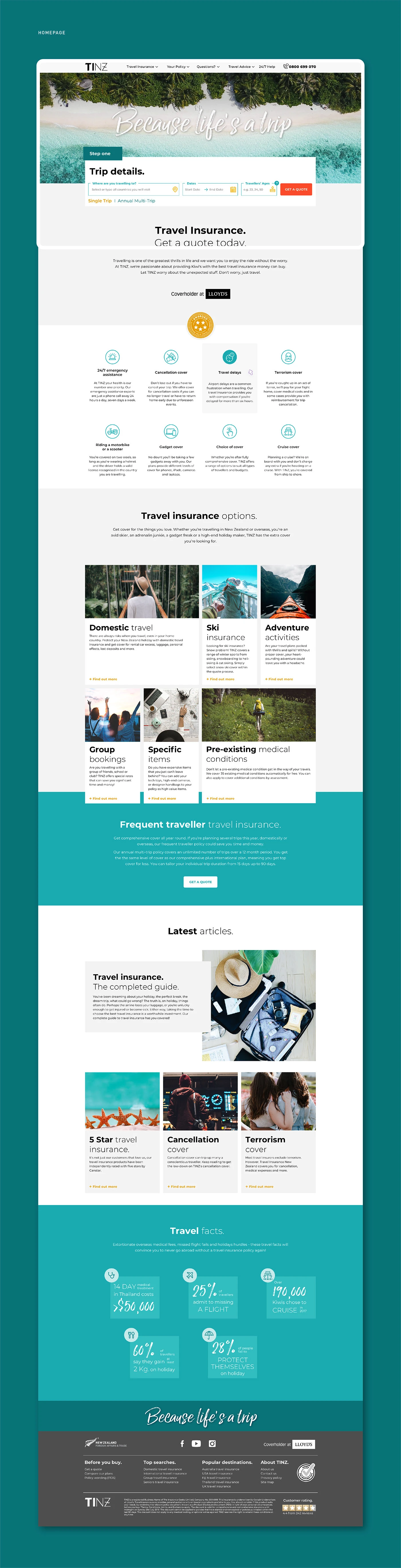 TINZ travel insurance website redesign — project image 2 of 7