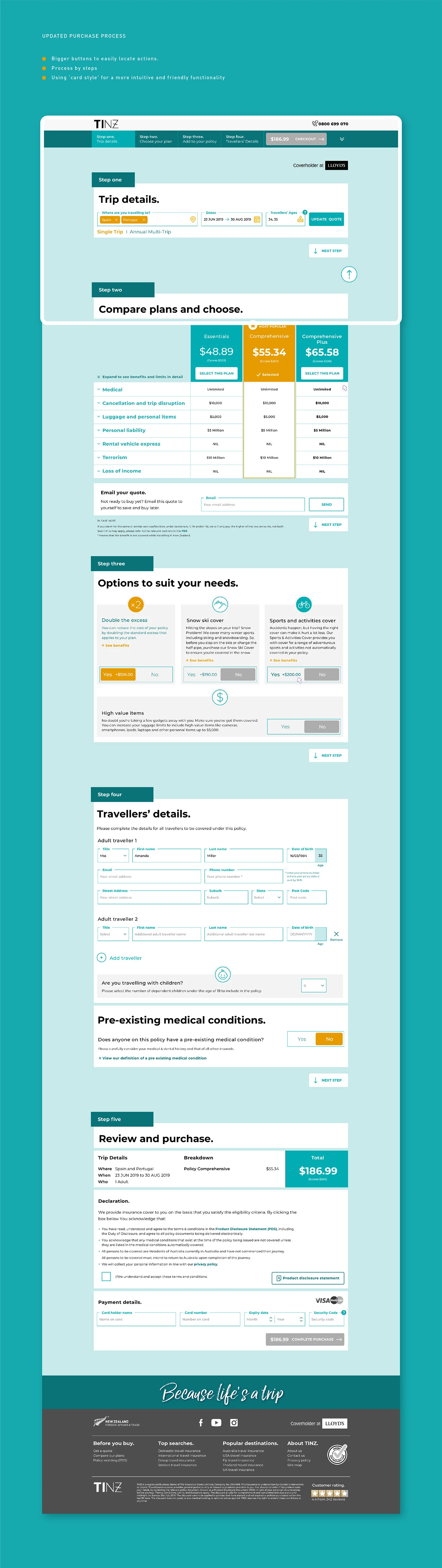 TINZ travel insurance website redesign — project image 4 of 7
